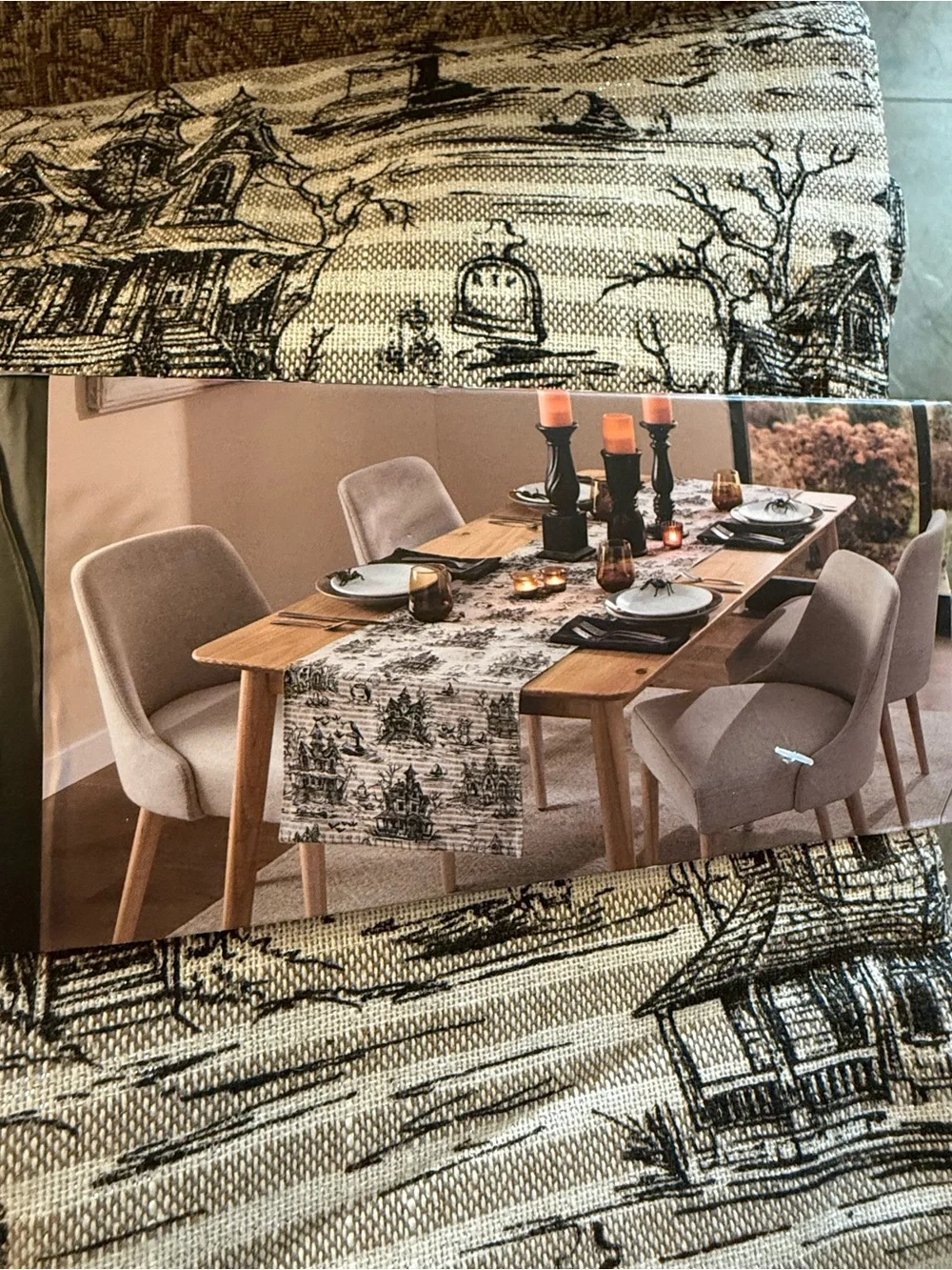 Cynthia Rowley Black and White Sparkle Halloween Table Runner
